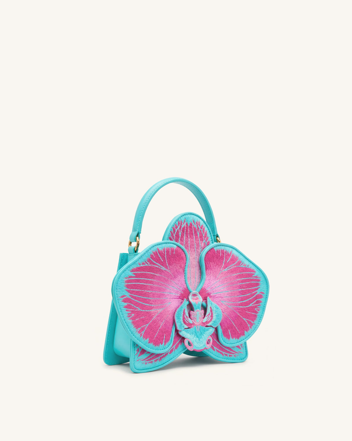 Flora Orchid Shaped Top Handle Bag - Pink Blue