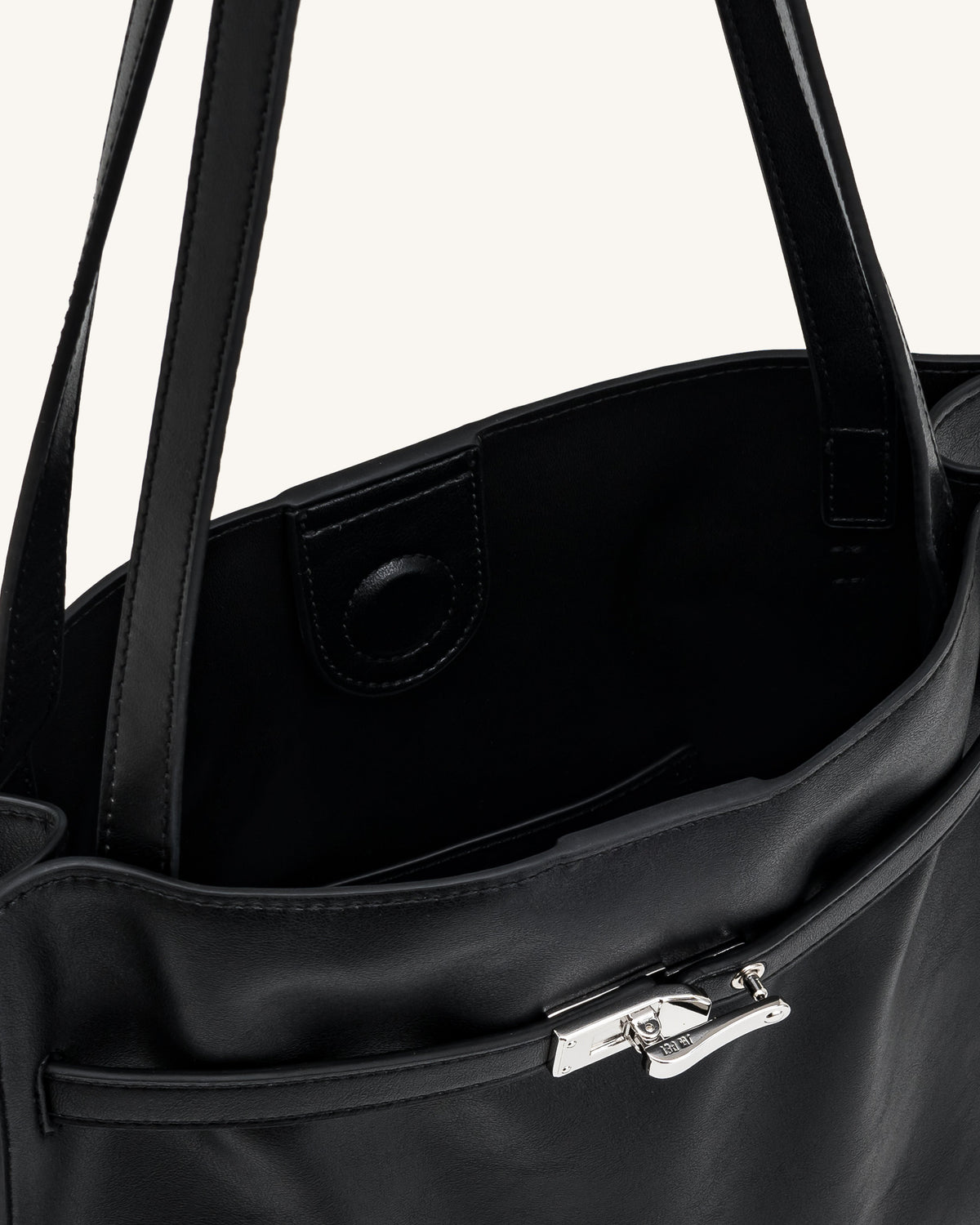 Noelle Belted Tote Bag - Black