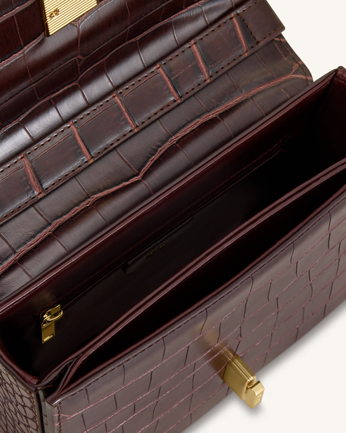 Evania Lock Shoulder Bag - Burgundy Croc