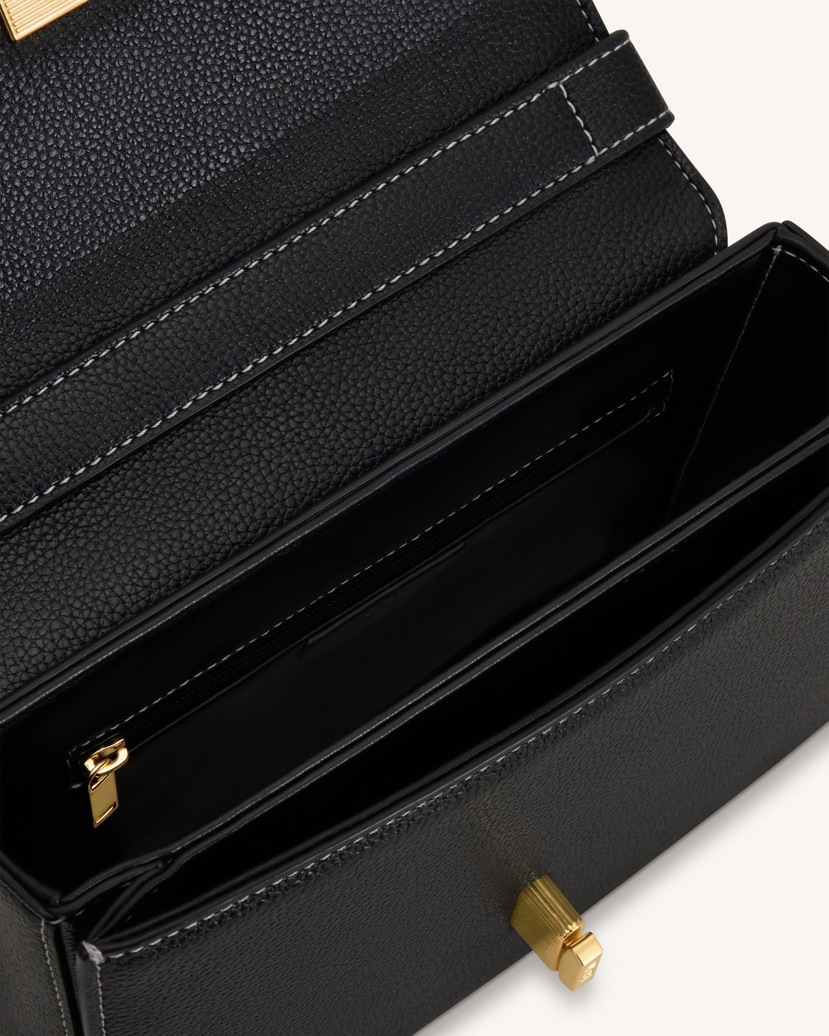 Evania Lock Pebbled Shoulder Bag - Black
