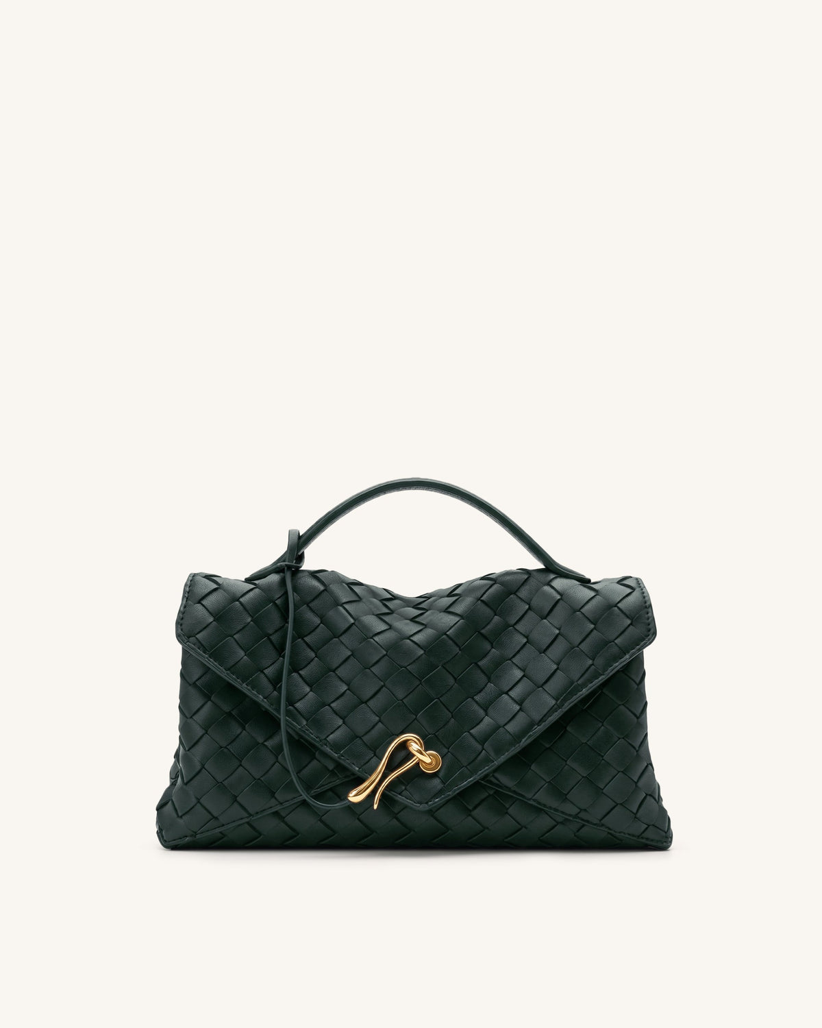 Celeste Woven Envelope Bag - Dark Ink Green