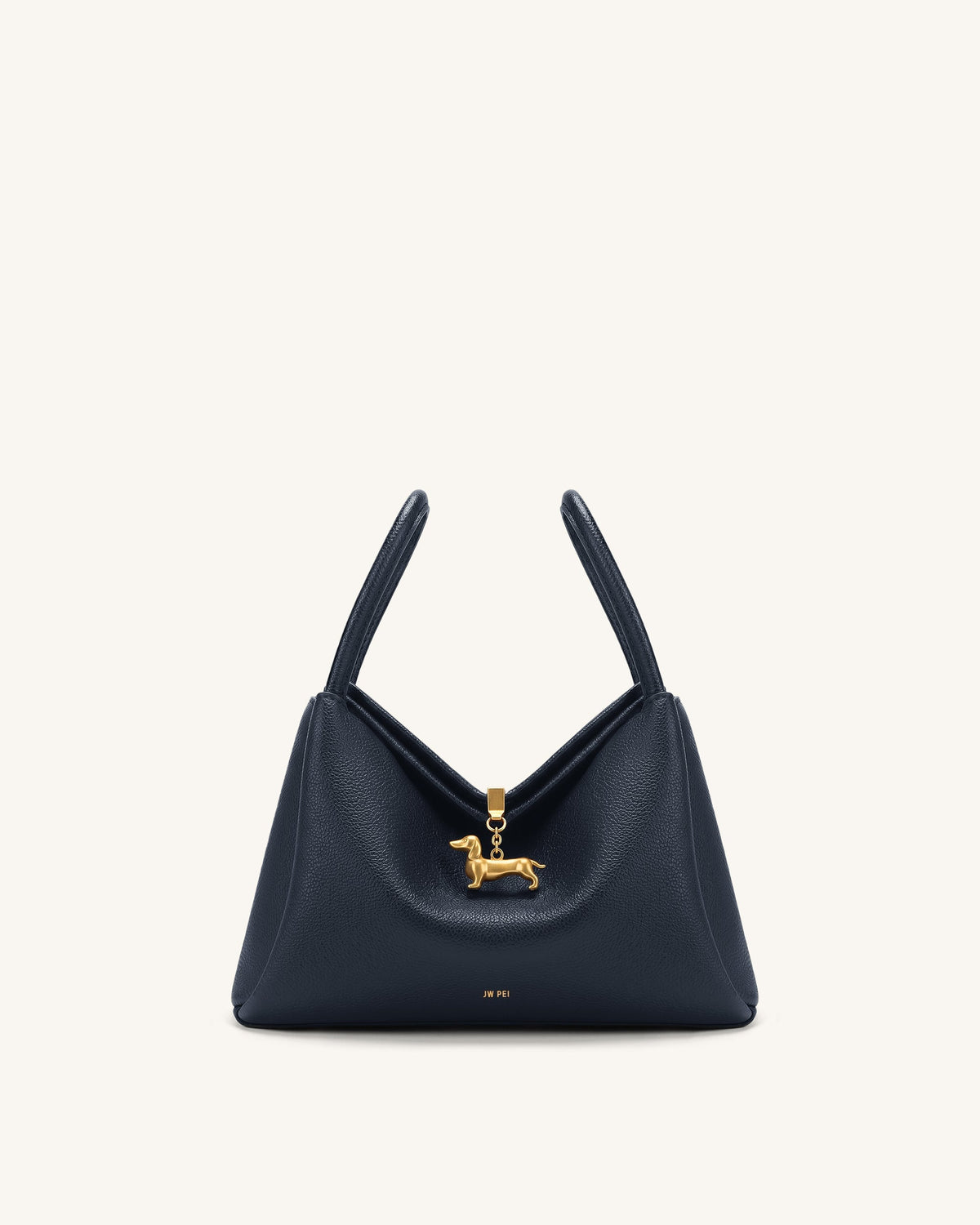 Maelle Dachshund Charm Double Handle Bag - Dark Blue