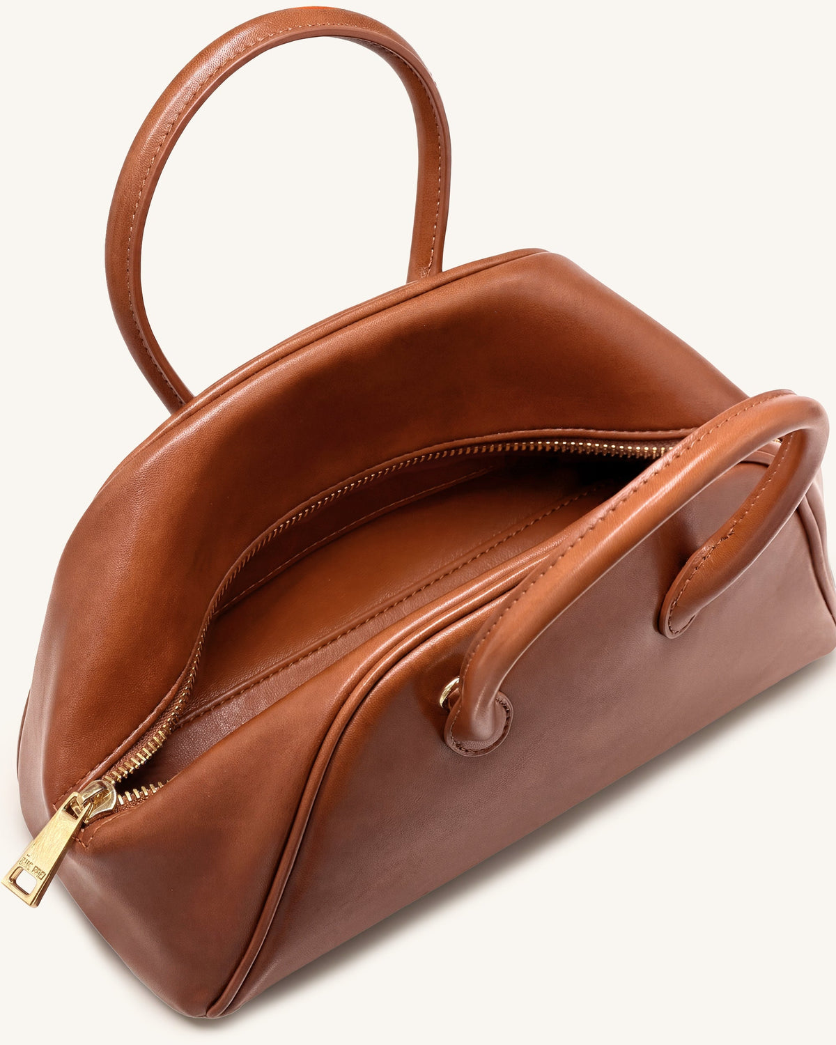 Veda Vintage Finish Bowler Bag - Saddle Brown