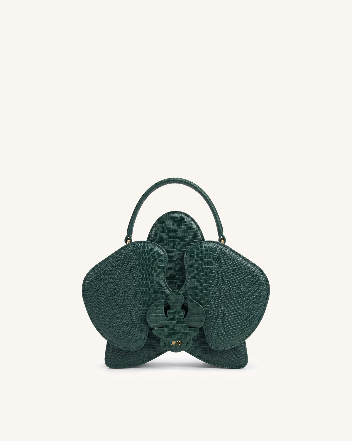 Flora Orchid Shaped Top Handle Bag - Dark Green