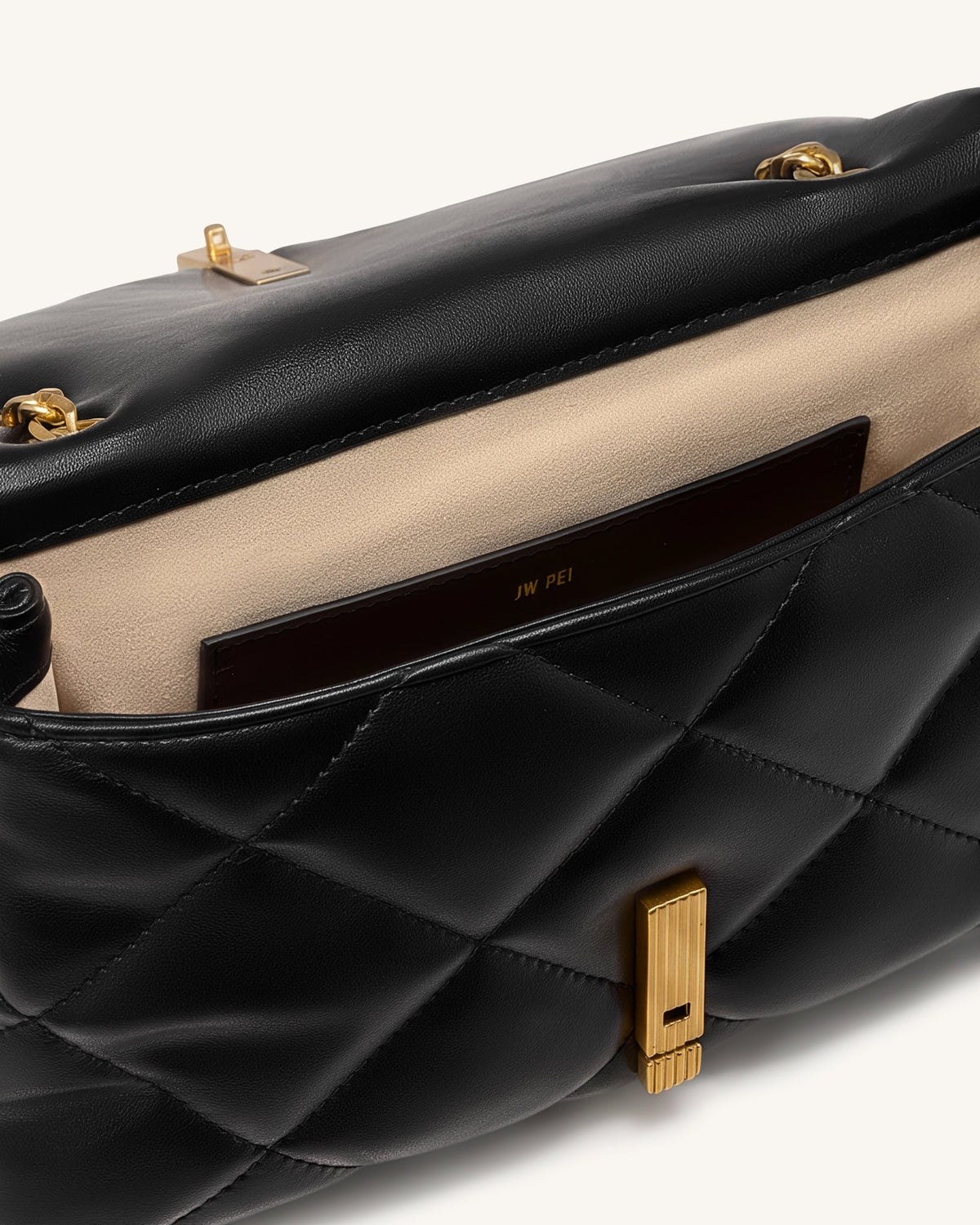Valerie Puffy Bar-Lock Shoulder Bag - Black