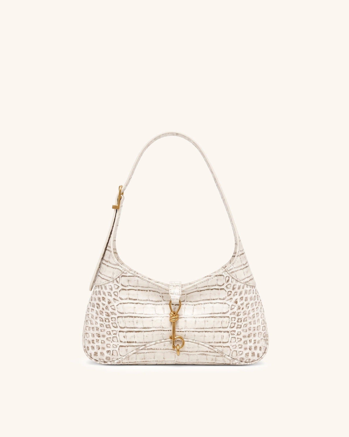 Juliette Key Charm East-West Shoulder Bag - Off White Croc