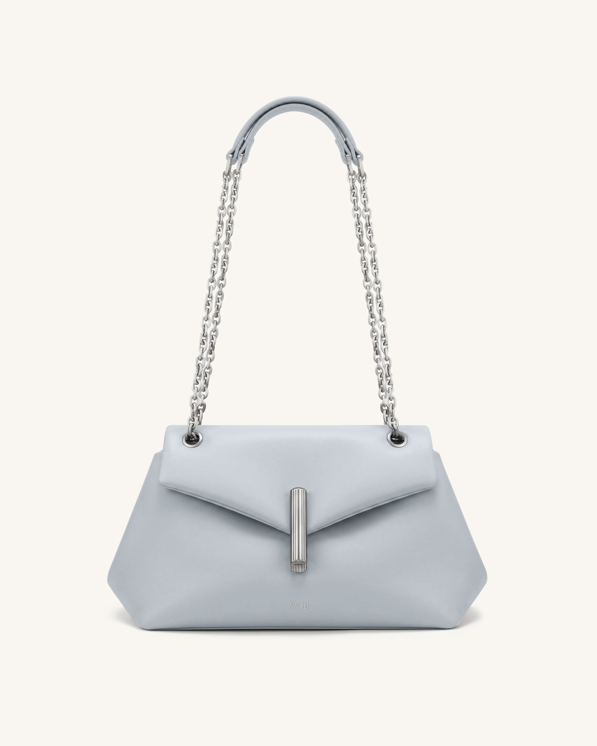 Valerie Chain Flap Shoulder Bag - Light Blue Gray