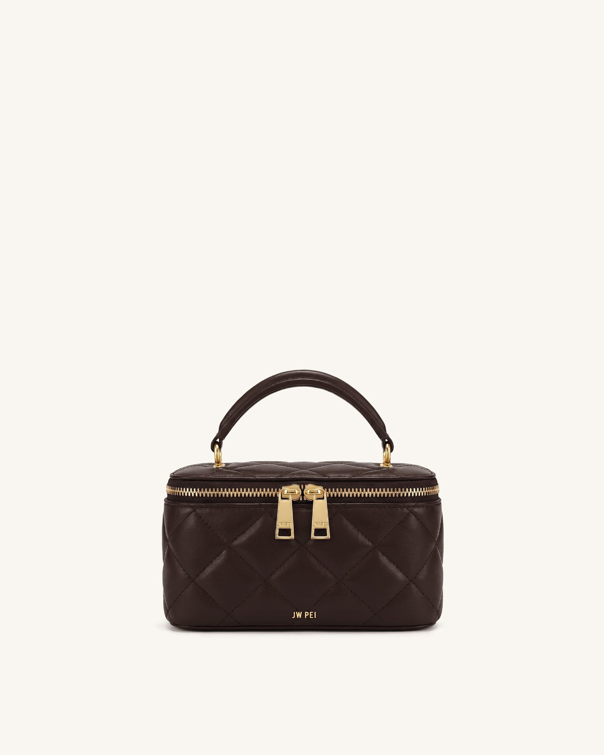 Vivienne Quilted Vanity Top Handle Bag - Dark Coffee Brown