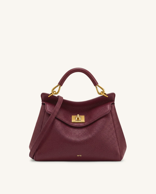 Lucia Classic Top Handle Bag - Deep Burgundy