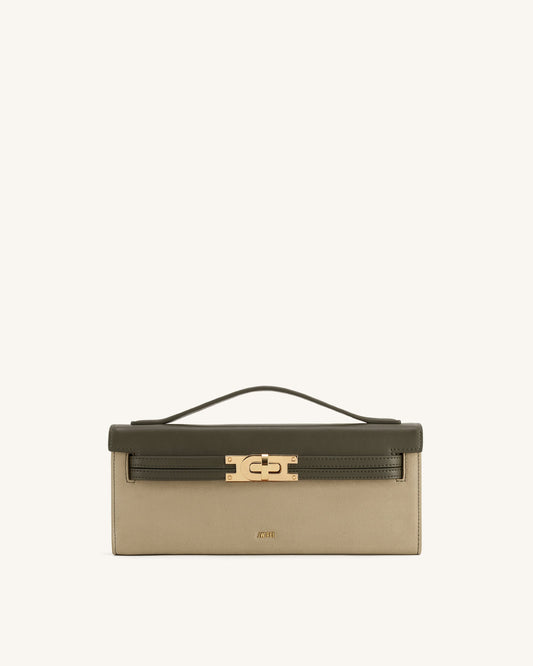 Bria Faux Suede Structured Top Handle Bag - Dark Olive