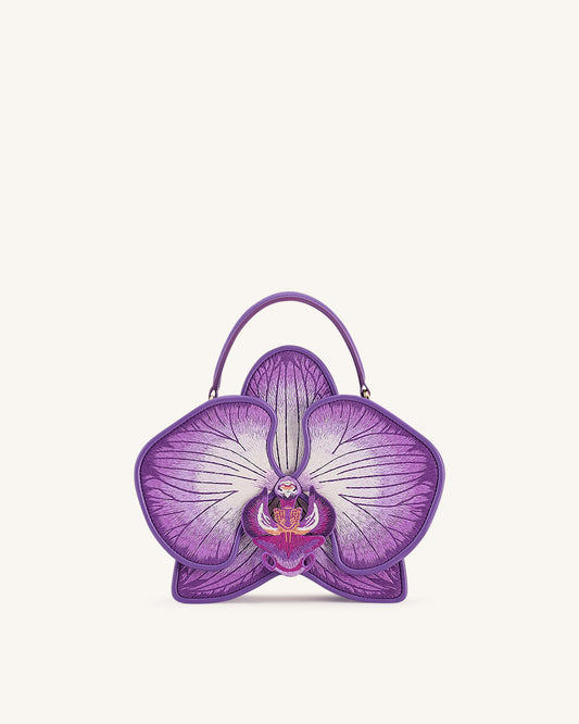 Flora Orchid Shaped Top Handle Bag - Purple