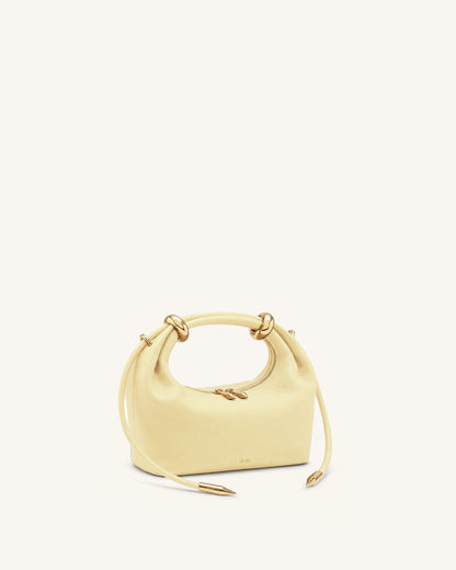 Ellie Metal Ring Embellished Top Handle Bag - Lemon Yellow