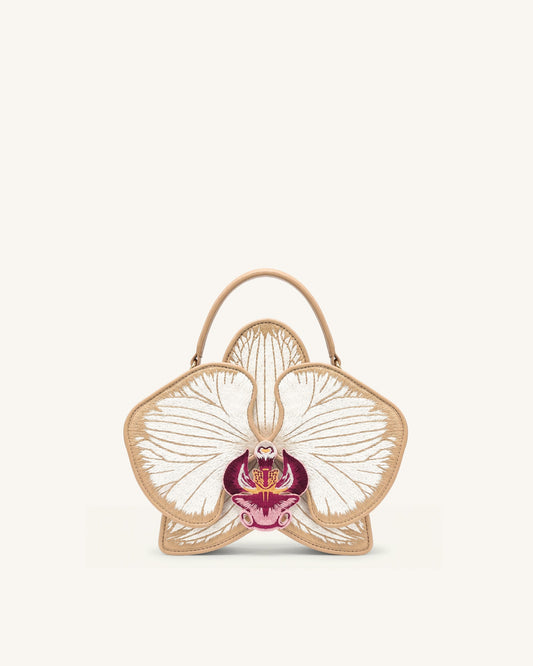 Flora Orchid Shaped Top Handle Bag - Champagne