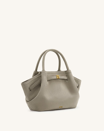 Hana Mini Faux Suede Tote Bag - Gray