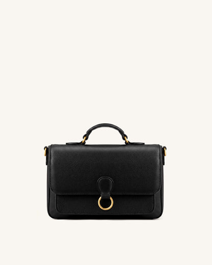 Mirelle Pebbled Top Handle Satchel - Black