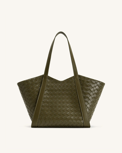 Kiana Large Capacity Weave Texture Tote Bag - Dark Olive