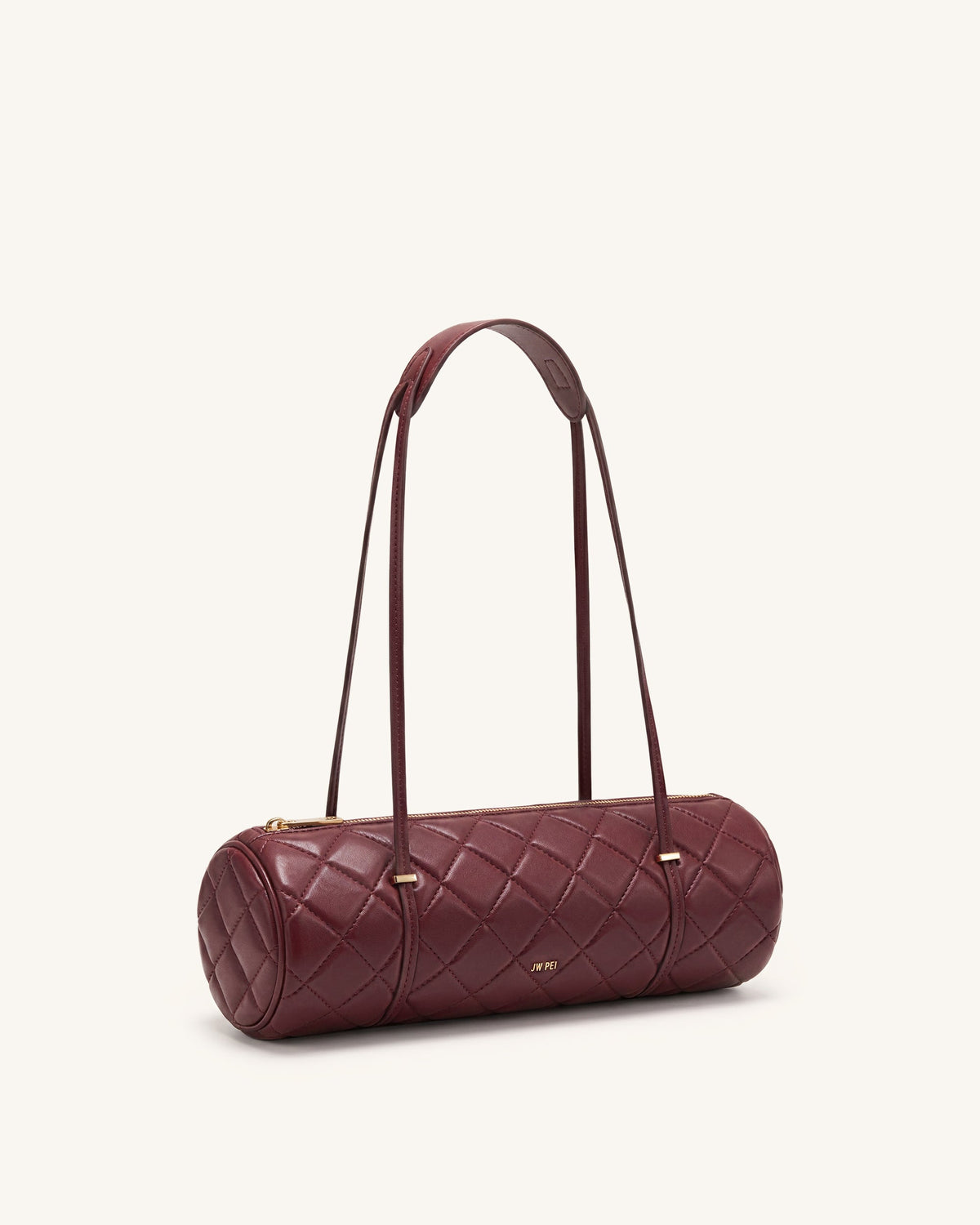 Marcella Quilted Cylinder Shoulder Bag - Burgundy