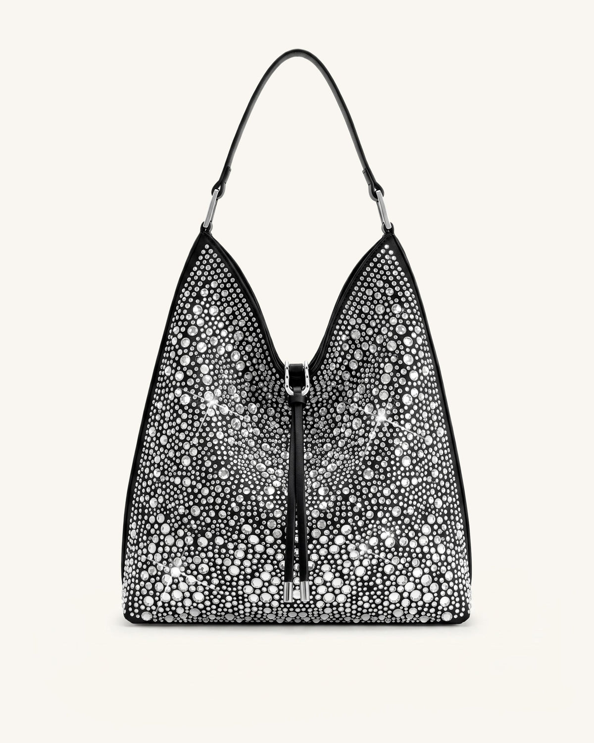 Aria Artificial Crystal Shoulder Bag - Jet Black