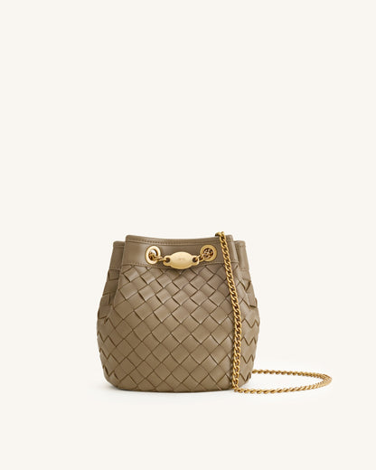 Yara Hand-Woven Bucket Bag - Taupe
