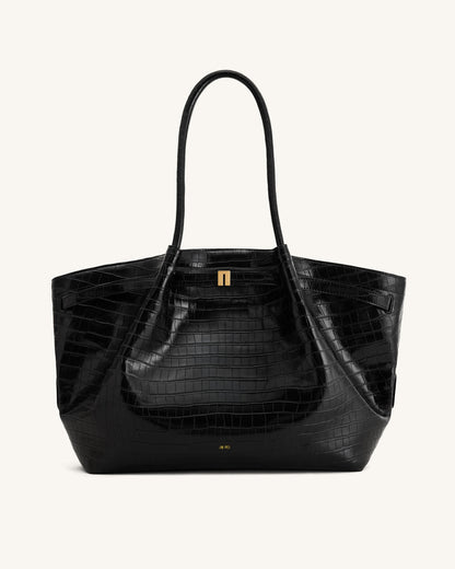 Hana Large Tote Bag - Black Croc