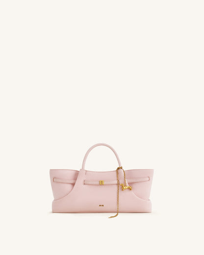 Maeve Dachshund Metal Charm Faux Suede Tote Bag - Pink