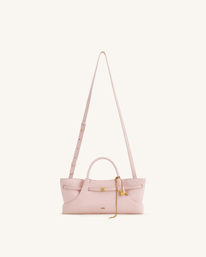 Maeve Dachshund Metal Charm Faux Suede Tote Bag - Pink