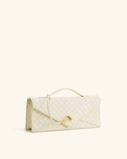 Celeste Woven Textured Envelope Top Handle Bag - Ivory
