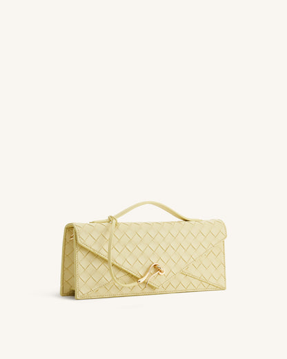 Celeste Woven Textured Envelope Top Handle Bag - Yellow