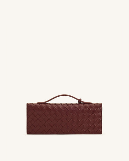 Celeste Woven Textured Envelope Top Handle Bag - Burgundy