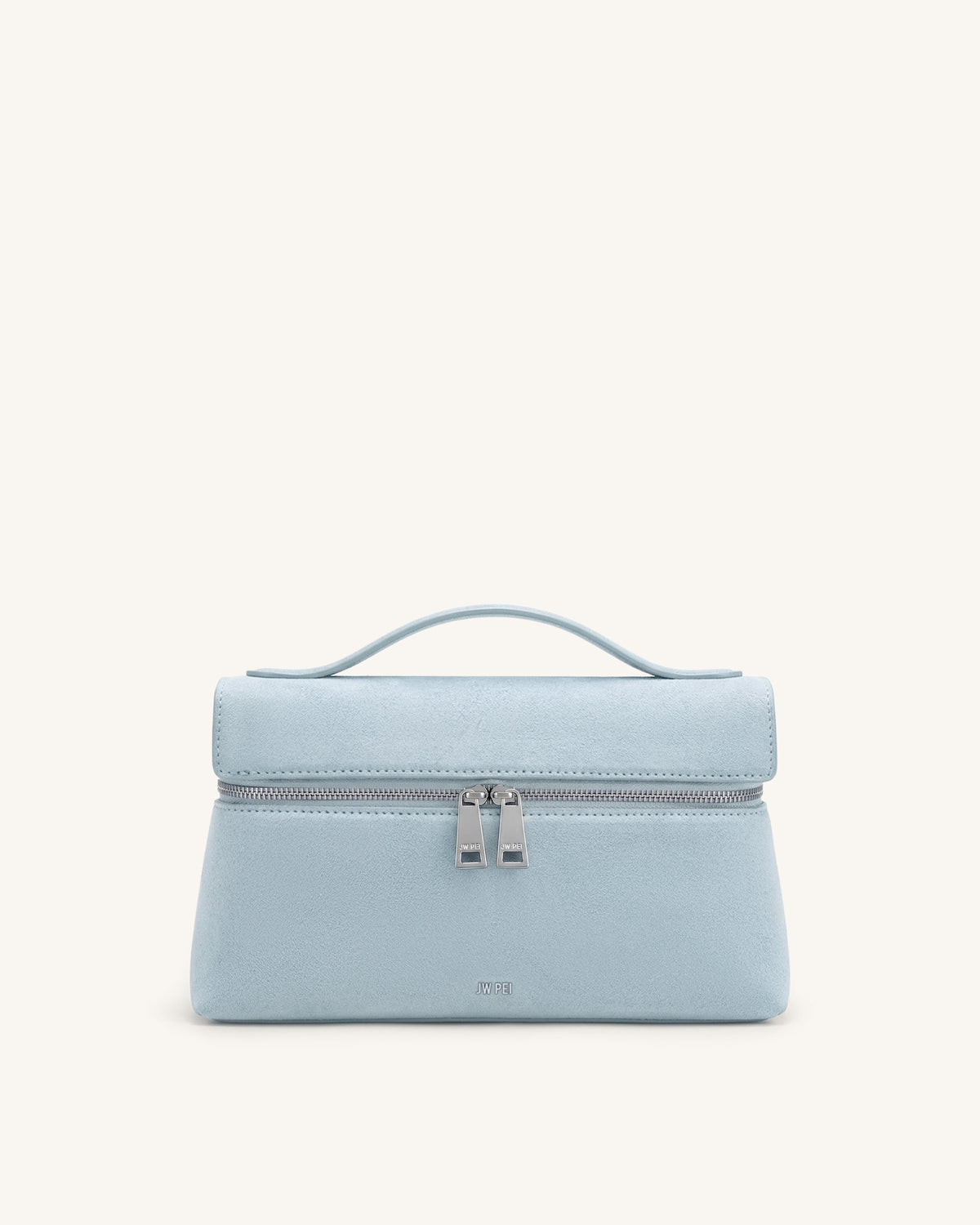 Thea Faux Suede Top Handle Bag - Light Blue