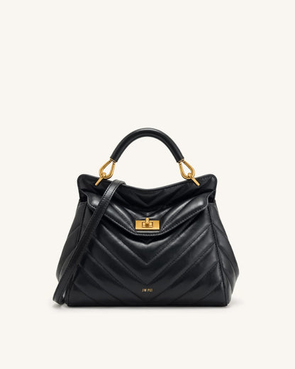 Lucia Classic Top Handle Bag - Jet Black