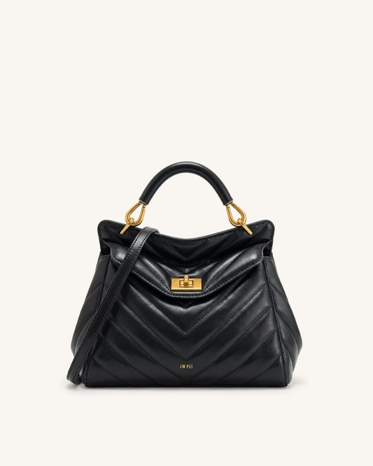 Lucia Classic Top Handle Bag - Jet Black