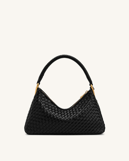 Lorena Woven Shoulder Bag - Black