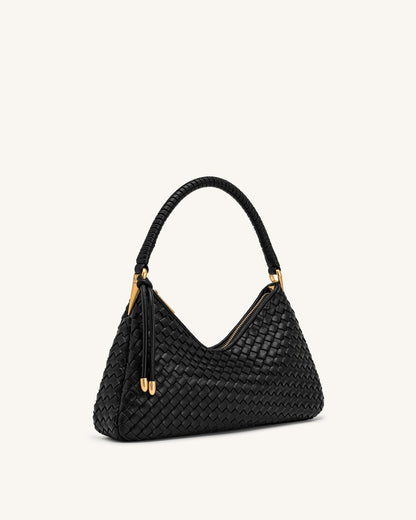 Lorena Woven Shoulder Bag - Black