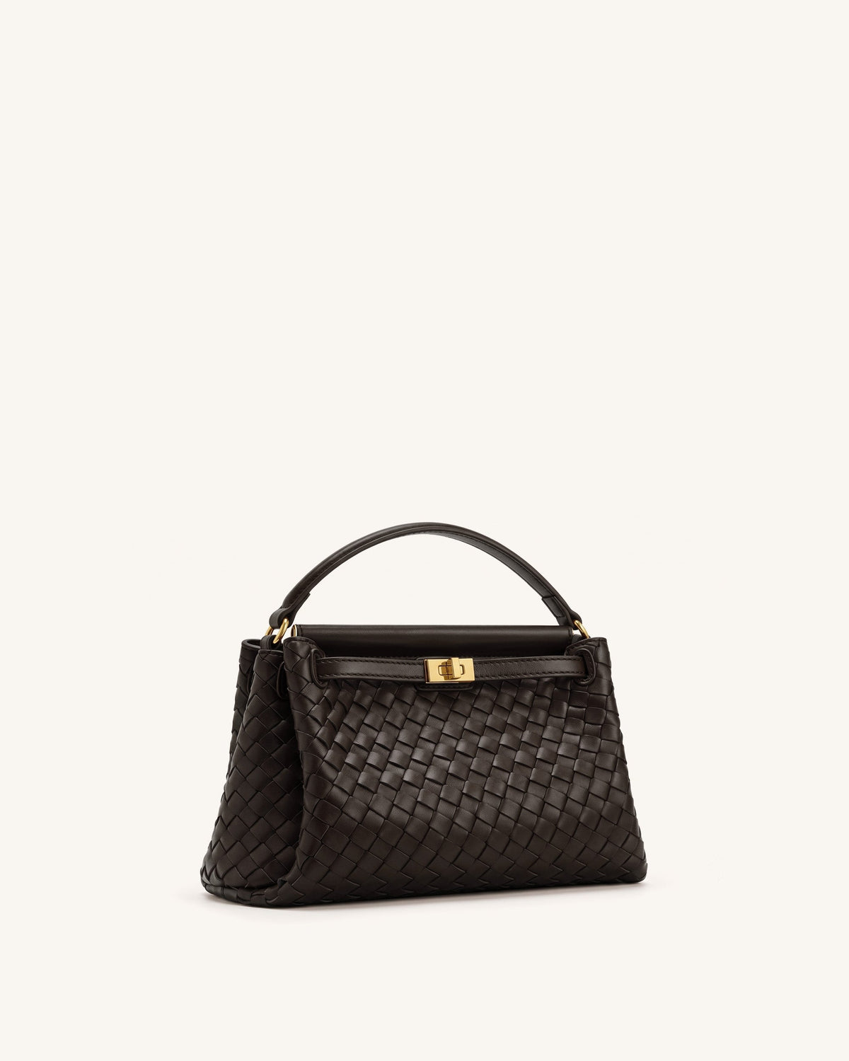 Carmen Woven Top Handle Bag - Dark Brown