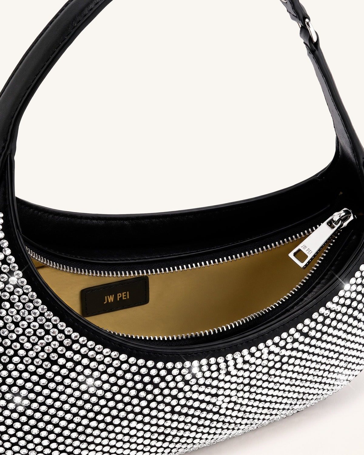 Harlee Artificial Crystal Shoulder Bag - Black