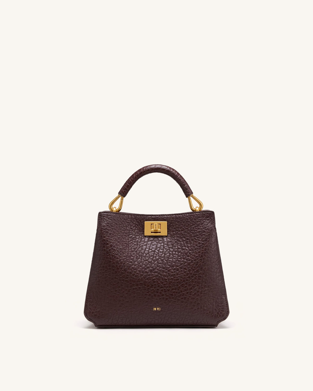 Lucia Elephant-Effect Top Handle Bag - Dark Brown
