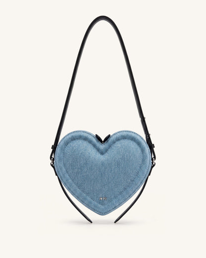 Arlene Heart Shaped Crossbody Bag - Light Blue Denim