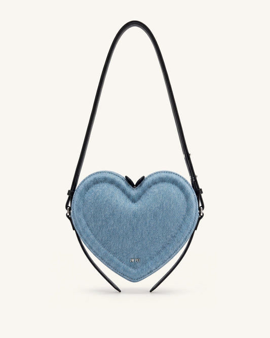 Arlene Heart Shaped Crossbody Bag - Light Blue Denim