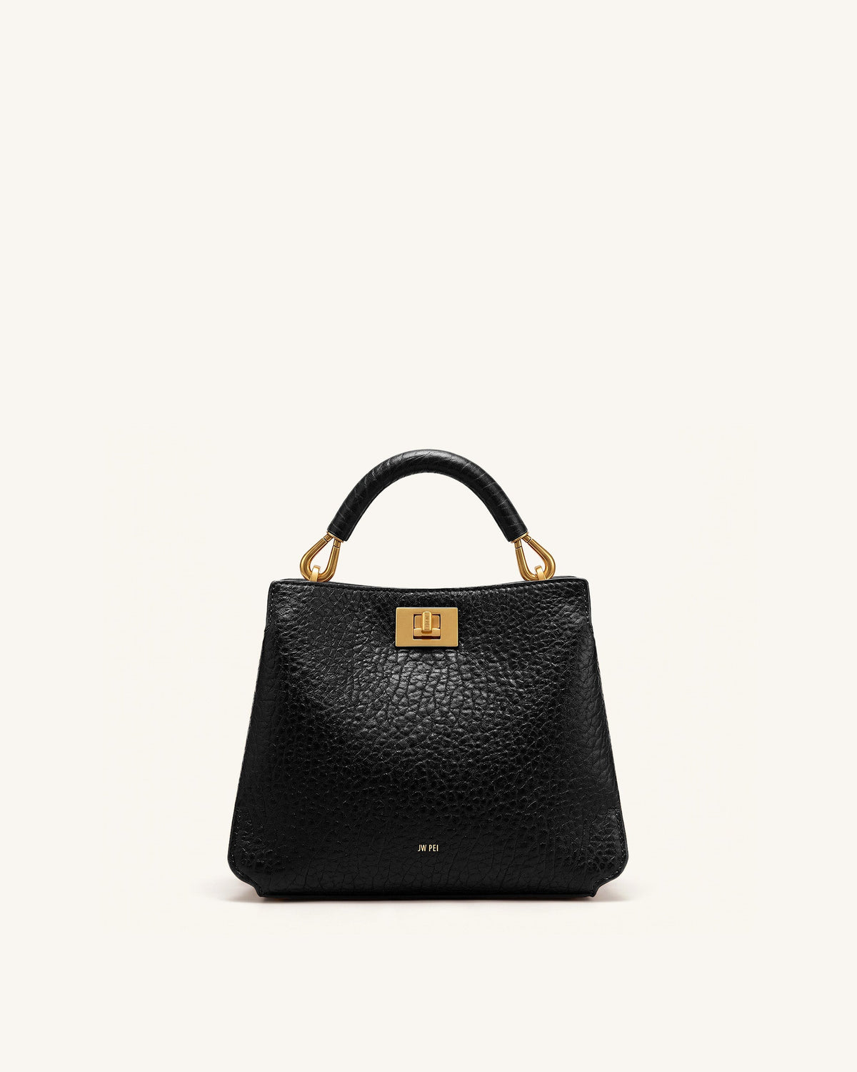 Lucia Elephant-Effect Top Handle Bag - Black