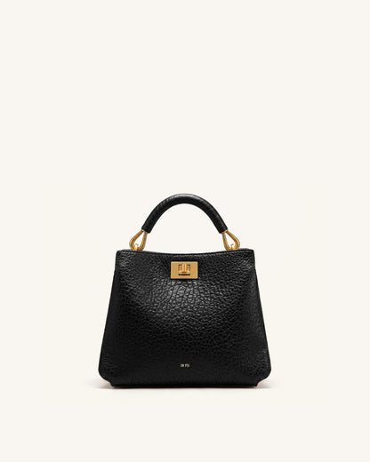 Lucia Elephant-Effect Top Handle Bag - Black