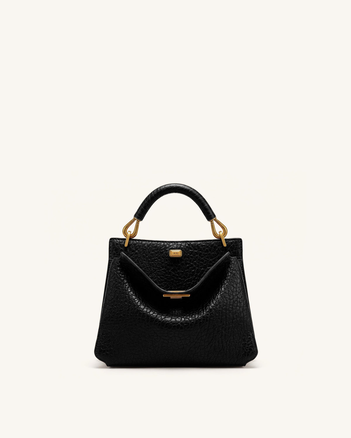 Lucia Elephant-Effect Top Handle Bag - Black
