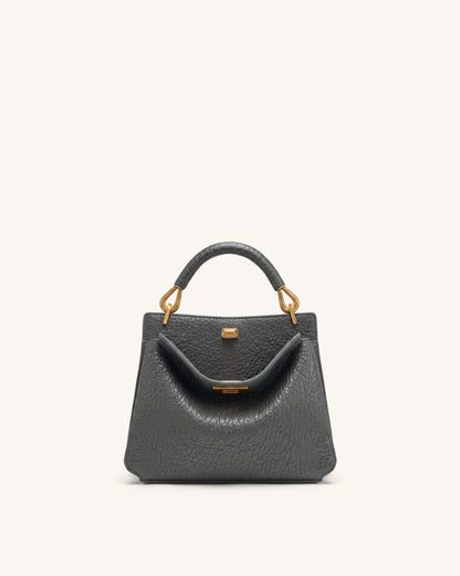 Lucia Elephant-Effect Top Handle Bag - Slate Gray