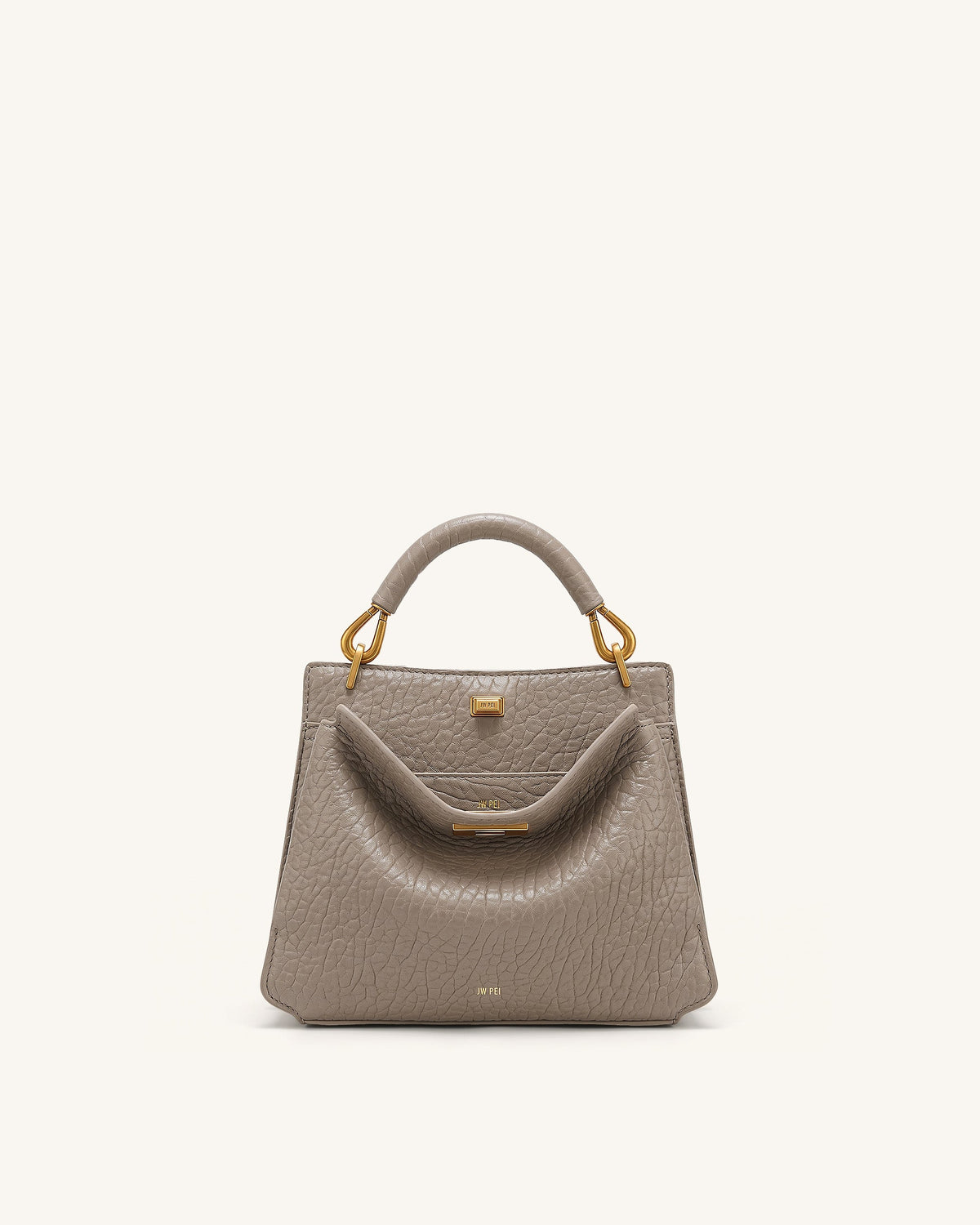 Lucia Elephant-Effect Top Handle Bag - Stone Gray