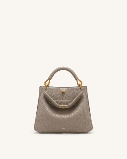Lucia Elephant-Effect Top Handle Bag - Stone Gray