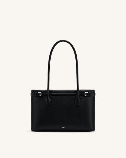 Camille Buckle Strap Tote Bag - Black