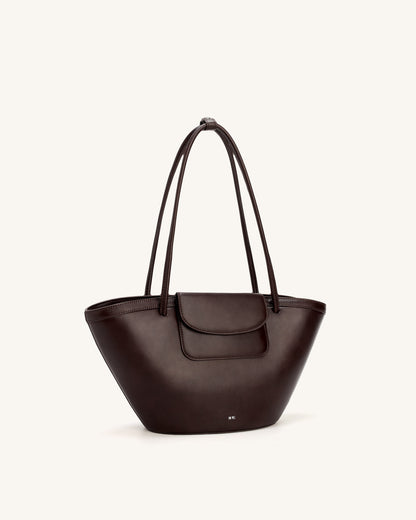 Corinne Pocket Tote Bag - Dark Brown