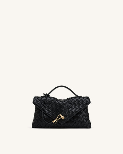 Celeste Woven Envelope Bag - Black