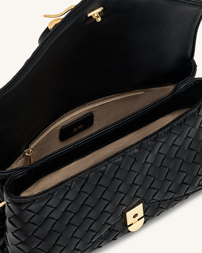 Celeste Woven Envelope Bag - Black