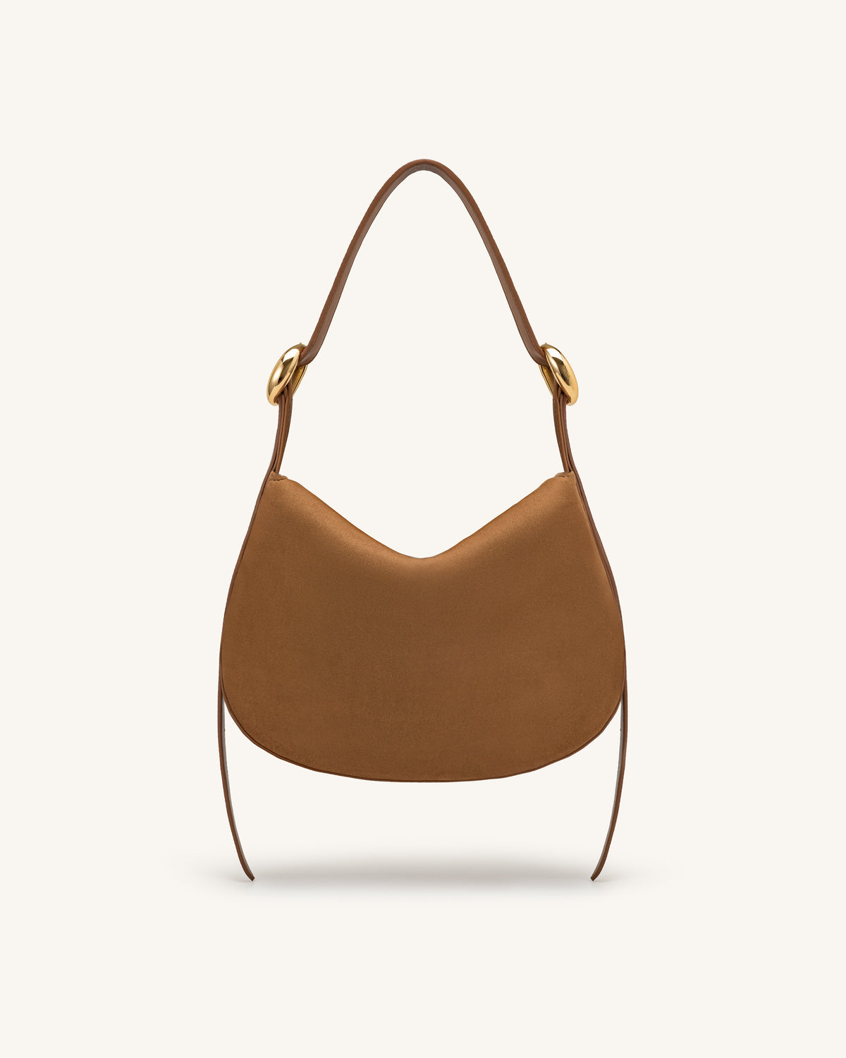 Avery Faux Suede Draped Hobo Bag - Camel